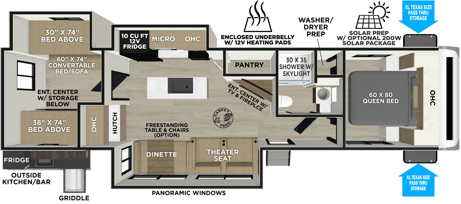 Hemisphere Travel Trailers 310BHI Floorplan
